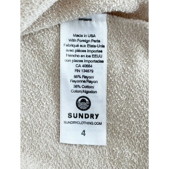 SUNDRY X EVEREVE NWT Ivory Trapeze Sweatshirt w/ Yellow Stripes  Sz 4 (XL) NWT - Picture 8 of 10